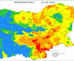 Екстремален индекс за пожароопасност в областите Ямбол, Сливен, Хасково, Стара Загора и Кърджали