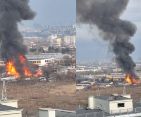 Пожар и взривове в автоморга в Бургас