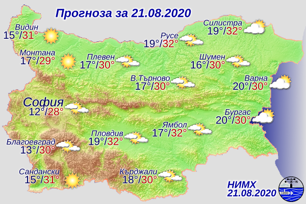 Днес ще преобладава слънчево време, след обяд с временни увеличения на облачността. Ще духа слаб, в Източна България до умерен вятър от север-североизток....