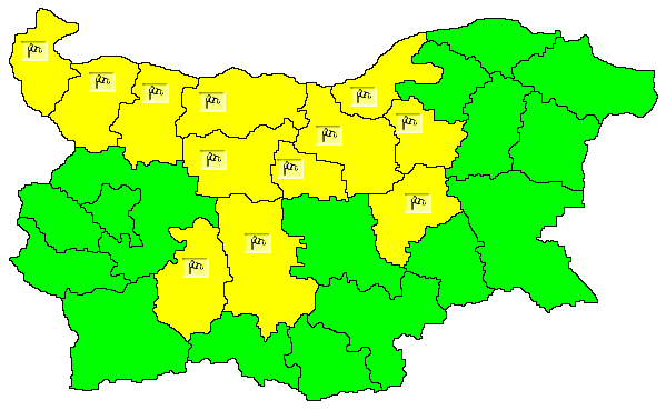 През нощта валежи и гръмотевици ще има главно в Южна България, в югоизточните райони – временно интензивни. Ще духа слаб до умерен север-северозападен...