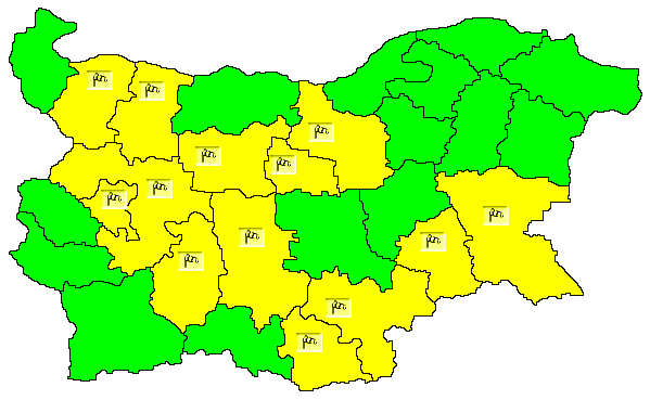 Жълт код за силен вятър е обявен за 13 области на страната. Предупреждението е в сила за райони в Западна, Северна, Централна и Югоизточна България, в...